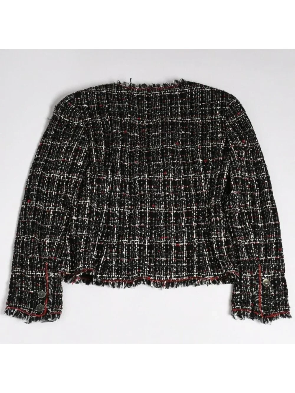 Chanel Tweed Jacket CC Logo Black Red White